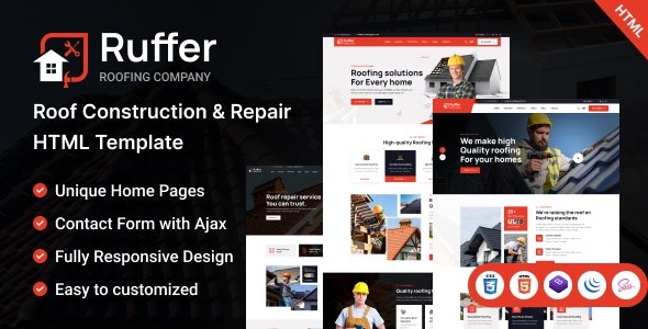 Construction and repair HTML template